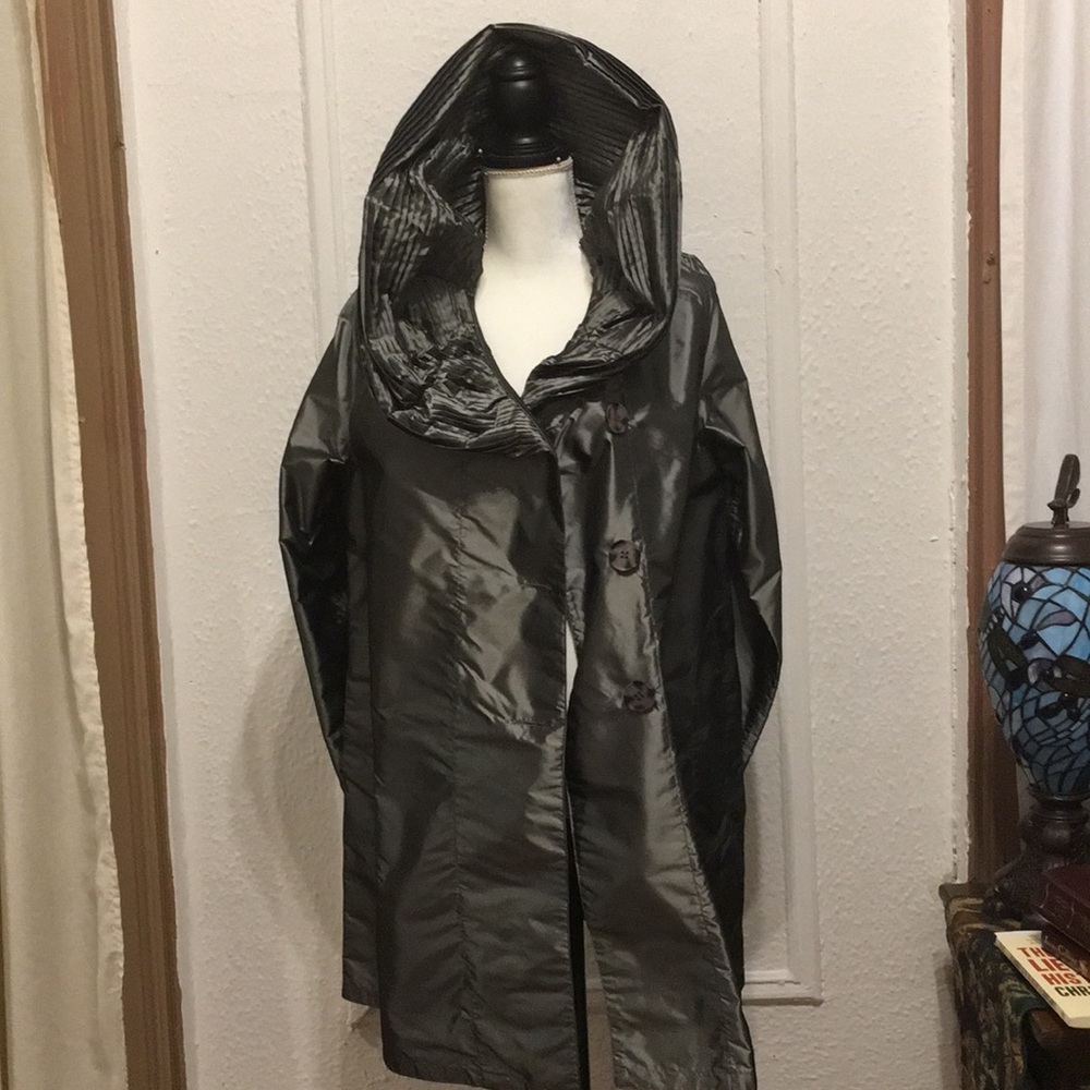 NWOT DENNIS BASSO GRAY RAIN COAT